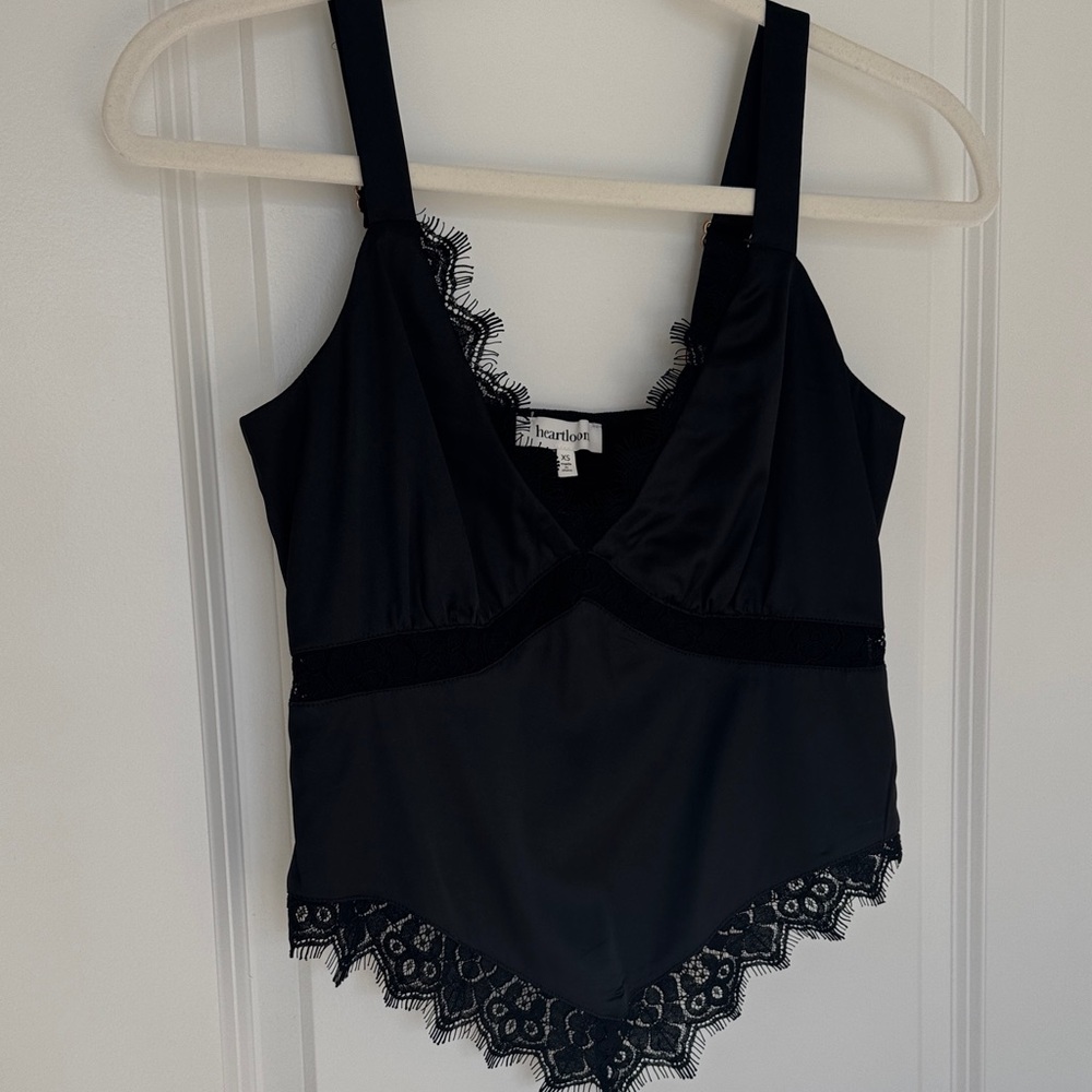 Heartloom Black Lace Trim Tank Top